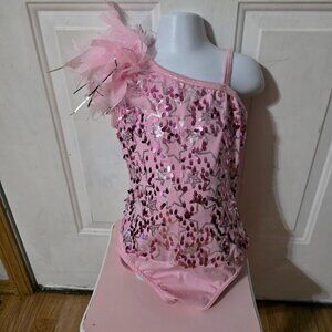 Pretty in Pink Feathered Sequin Leotard